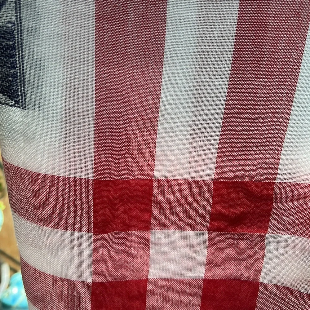 44” square patriotic fringed scarf/table cover - Picture 3 of 6